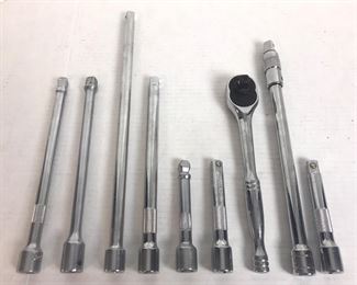 Tool Lot with 1 Rachet and 8 Extenders