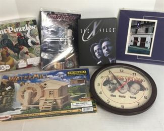3 Stooges Clock; Puzzles; X Files; Star Trek; NYU Stamp/Picture