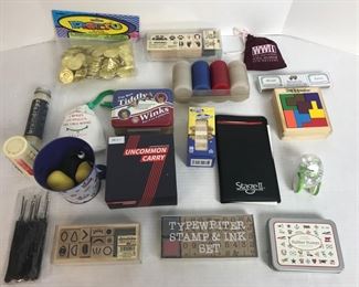 Stamps & Ink; Poker Chips; Tiddly Winks; Fake Coins; Much More!