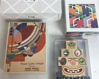 3-Up Game; Frank Lloyd Wright Block Puzzle; Blockheads Puzzle; Hard Edge Puzzle