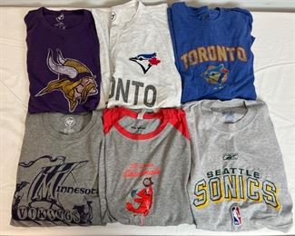 6 Sports Team T-Shirts: MN Vikings, Toronto Blue Jays, St. Louis Cards & Sonics