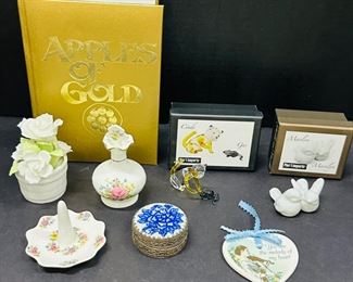 Ring Dish, Perfume Bottle, Trinket Dish, Pier 1 Glass & Ceramic Animals in Boxes