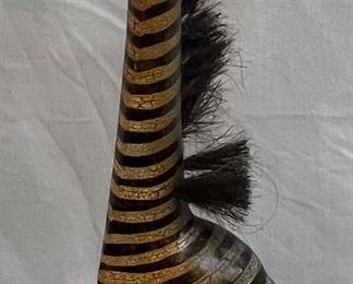 Tall Wooden Striped Giraffe 39.5" High 15.5" Wide