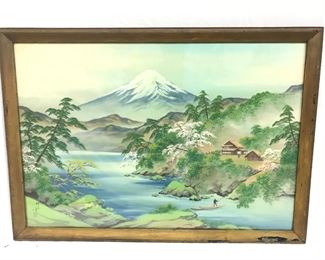 Original Signed Painting Asian Landscape 35.5" x 25.5" Framed 