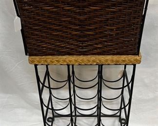 Accent Table with 12 Bottle Wine Storage; Magazine Rack; Wall Hook Rack