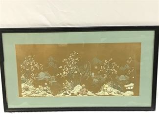 Black Framed Silk Painting - 36.5" x 20.5"