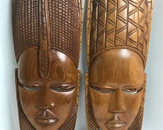 Pair of Carved African Masks - Very Detailed!