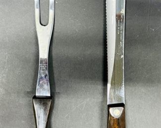 Vintage Cutco USA Carving Fork & Knife Set with Dark Brown Swirl Ergo Handles!!