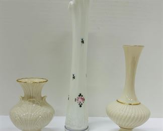 Bud Vases For Your Spring Flowers! 2 Lenox & 1 Milk Glass w/ Painted Flowers