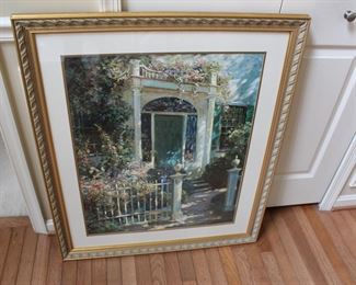 Large Beautiful Framed and Matted Southern Front Porch Picture behind glass