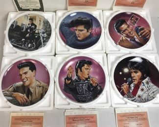 6 Elvis Presley Collector Plates all with COA's in Original Boxes