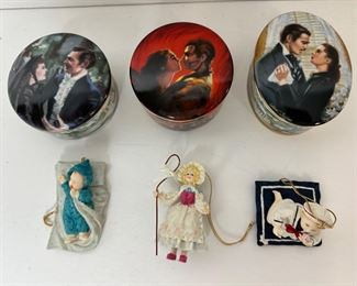 3 "Gone with the Wind" Music Boxes & 3 Ashton-Drake Doll Image Ornaments
