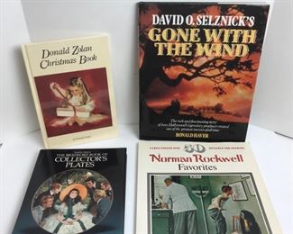 4 Books: Gone with the Wind, Collector Plates, Rockwell & Zolan's Christmas