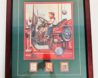 Stevan Dohanos Framed Print with Stamps: Future Firefighter