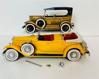 2 Die Cast Cars: NYC Police Car & Yellow Jalopy: Some Loose Parts