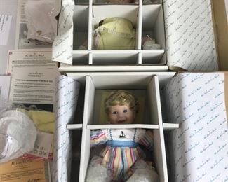 2 Porcelain Dolls: At The Beach & Playing Footsie Both 11" High with COA's