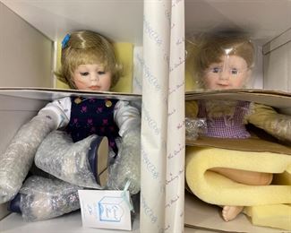 2 Porcelain Dolls 11" High: "Quiet Time" & "Movie Star" Both with Original Boxes