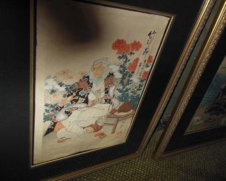 PAIR ORIENTAL WATER COLOR PRINTS