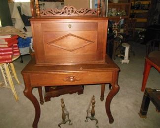 ANTIQUE WALNUT FALL FRONT DESK