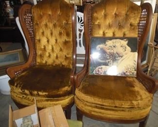 PAIR VINTAGE BASSETT WING CHAIRS