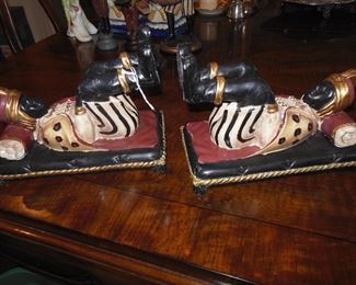 PAIR PAINTED BLACKAMOOR BOOKENDS