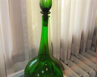 Gorgeous Blenko 27" green decanter
