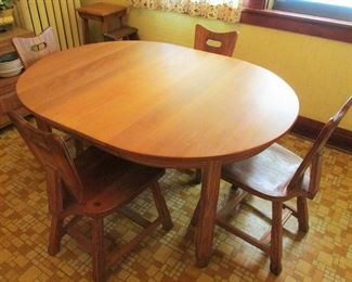 Ranch Oak dining set (3 leaves, 4 chairs)