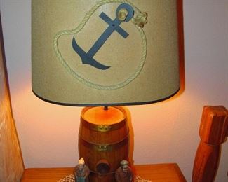 Vintage nautical barrel lamp