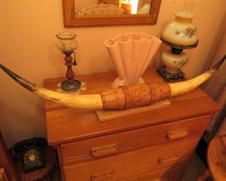 Leather wrapped Texas steer horns