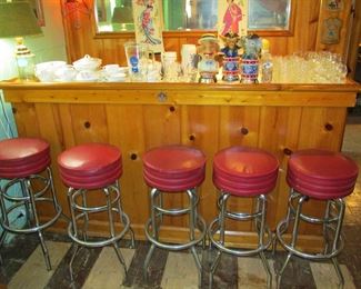 Vintage double ring swivel stools