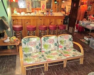 Mid-century rattan 3 piece sofa