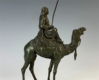 Signed Barye Bronze of Camel and Rider