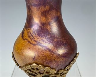 Zsolnay vase with bronze base