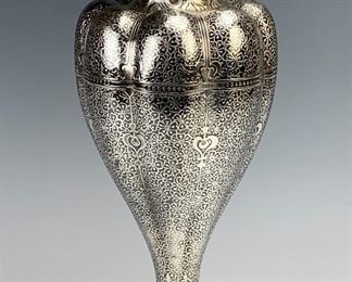 Tiffany Co Sterling Islamic niello vase