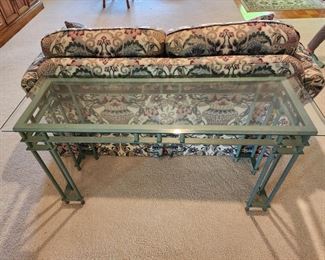 Metal and glass sofa table

