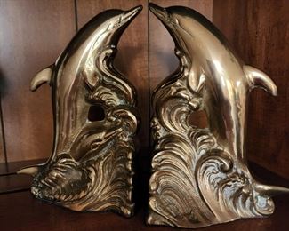 Brass dolphin bookstands