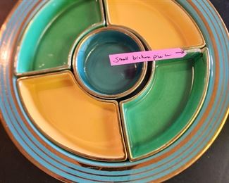 Vintage Fiesta ware serving piece 1 tray has a small broken piece, I priced it for 49.00 as is.