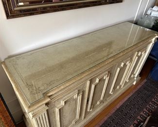 BUY IT NOW $350 Vintage Distressed, Hand-painted Console. 63.5"W x 18.5"D x 31.5"H
