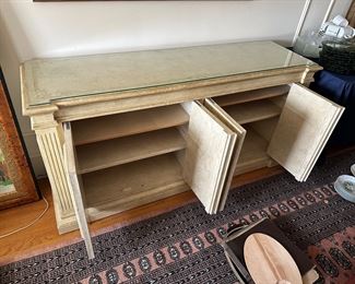 BUY IT NOW $350 Vintage Distressed, Hand-painted Console. 63.5"W x 18.5"D x 31.5"H