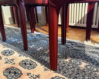 BUY IT NOW! $2000 Set of 6 vintage red forum leather dining chairs by Roche Bobois. 17.5"W x 20"D x 39.5"H, 17.5" Seat H