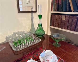 Vintage, Green Bohemian Cut Glass