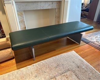 BUY IT NOW! $800 Modern Leather and Metal Track Bench. 60"W x 24"D x 18"H
