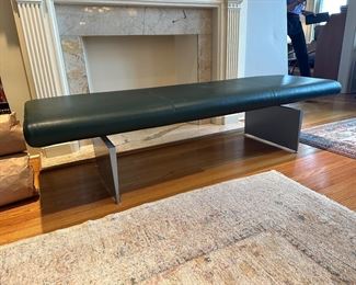 BUY IT NOW! $800 Modern Leather and Metal Track Bench. 60"W x 24"D x 18"H