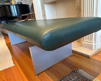 BUY IT NOW! $800 Modern Leather and Metal Track Bench. 60"W x 24"D x 18"H