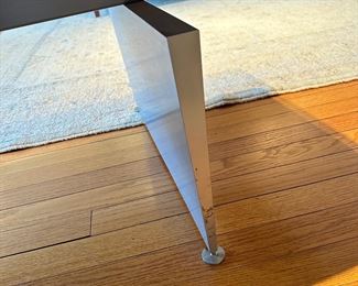 BUY IT NOW! $800 Modern Leather and Metal Track Bench. 60"W x 24"D x 18"H