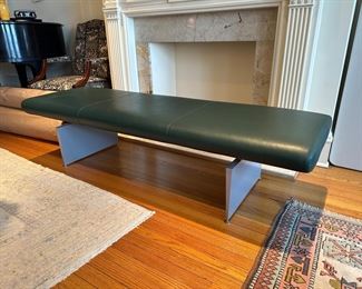 BUY IT NOW! $800 Modern Leather and Metal Track Bench. 60"W x 24"D x 18"H