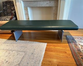 BUY IT NOW! $800 Modern Leather and Metal Track Bench. 60"W x 24"D x 18"H