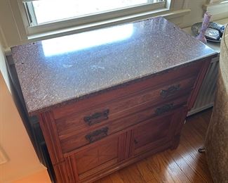 BUY IT NOW! $300. Antique Walnut Chest with Granite Top