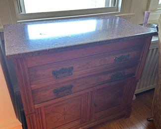 BUY IT NOW! $300. Antique Walnut Chest with Granite Top