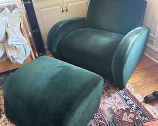 BUY IT NOW! $480. Vintage Postmodern Hunter Green Armchair and Ottoman